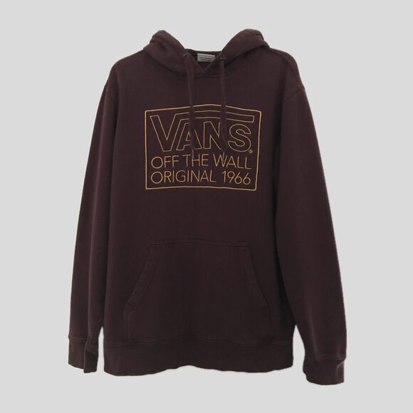 Vans Burgundy Off The Wall Mens Embroidered Logo Cotton Sweatshirt Hoodie M - Picture 2 of 8